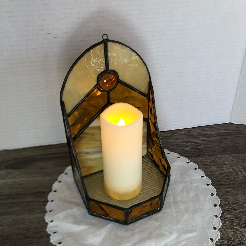 Artisan Stained Glass Candle Holder